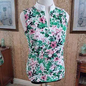 NWOT TOMMY BAHAMA WOMEN’S 1/4 ZIP SLEEVELESS GOLF POLO SHIRT L
